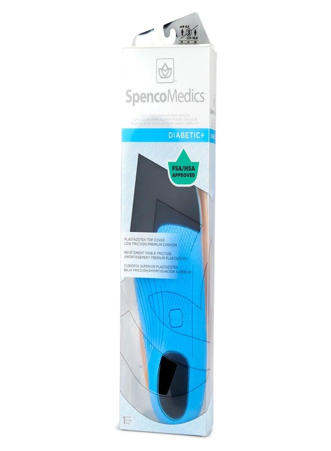 Spenco Medics Diabetic Plus Full Length Insoles (FSA&HSA Eligible)Arch Support - Deep Heel Cupping- Polysorb Foam Cushioning - Women's 11-12.5/ Men's 10-11.5 - Image 1